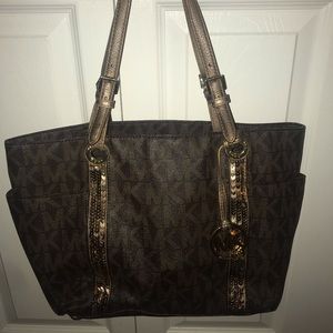 Brown and gold sequin Michael Kors purse